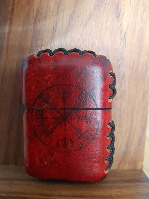 Zippo Custom Hand Made Lederetui Norse Viking Vegvisir
