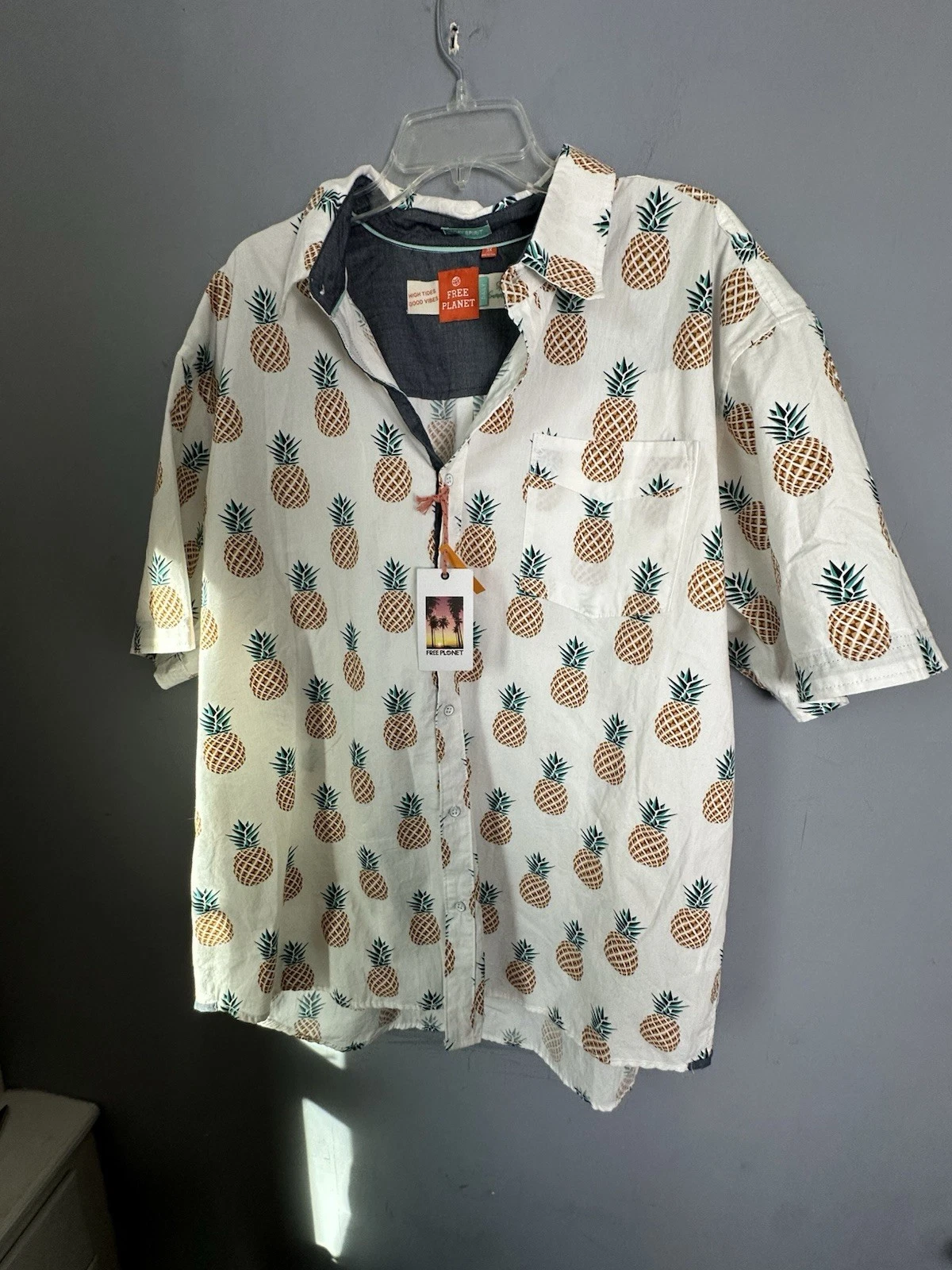 Free Planet Vacay Spirit Short Sleeve Button Floral Shirt - Multicolor - 3X $56