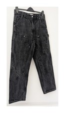 Zara Black High Waisted Cotton Denim Jeans Size UK10 Charcoal Patchwork 