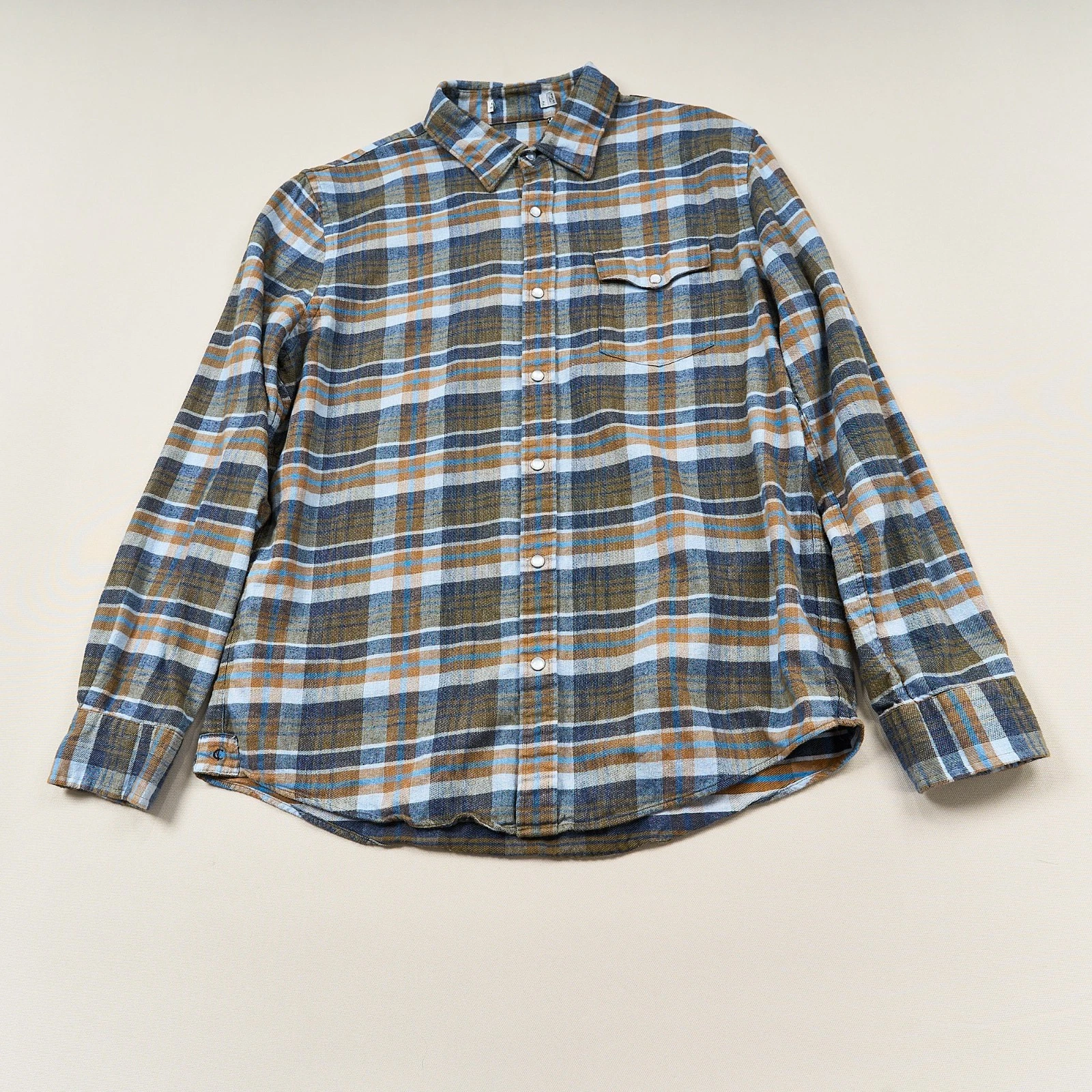Criquet Shirt Mens Large Plaid Flannel Pearl Snap Western Long Sleeve Casual - product detail image 1