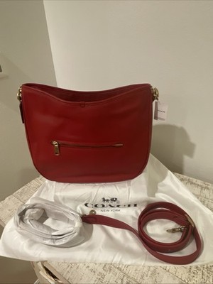 Coach Soft Tabby Hobo Cherry Red Shoulder HandBag Purse, Gold