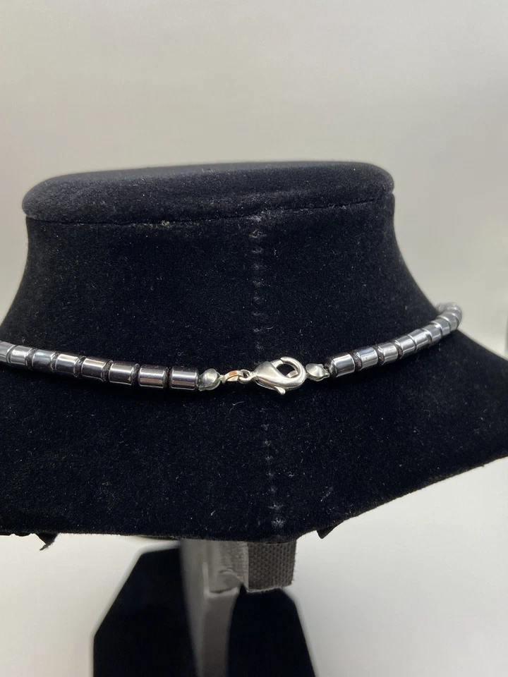 Natural Hematite Necklace Pink Quartz With Open Heart Pendant - Image 2 of 4