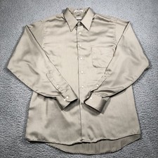 Geoffrey Beene Wrinkle-Free Dress Shirt Sateen Long Sleeve Men  s 17 36/37 Biege