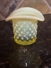 Vintage uranium Topaz Fenton Opalescent Hobnail Glass Top Hat Toothpick Holder — photo 2