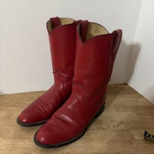 Justin L3055 Womens 7 B Red Leather Round Toe Ropers Western Cowboy Boots