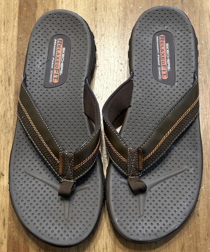 Skechers Relaxed Fit Sandal Mens Size 13 Reggae Cobano Brown 56219SA Flip Flop