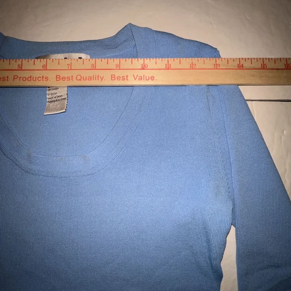 joseph a. qu'est-ce que c'estsilk? Suéter Mujer Pequeño Azul Manga 3/4 Acanalado Foto 3 de 4