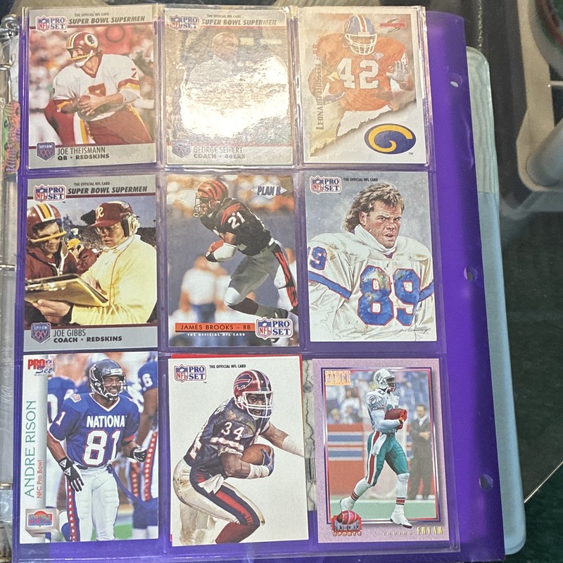 Pro Set 1990 NFL Football Card Lot (9) Super Bowl Supermen Theismann Gibbs 