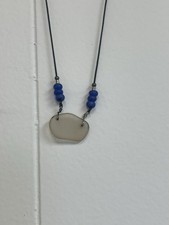 Sea Glass Necklace With Blue Beads