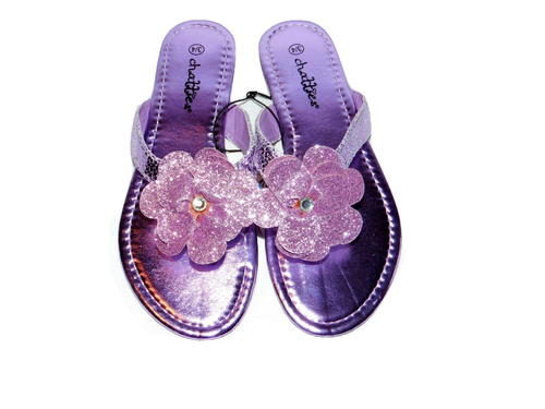 CHATTIES NWT GIRLS size 4 PURPLE PETAL GLITTER FLOWER SANDAL - Picture 3 of 5