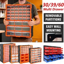 18/39 Multi Drawer Parts Organiser Unit Home Tool Storage Cabinets Clear Boxes