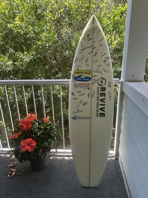Ocean Arrow Shortboard Signed Aqua East Surf Shop Super Girl Surf Festival