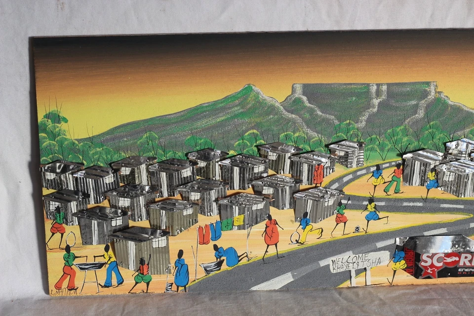 Pintura Municipio Sudafricano 90×34cm Marrón y Negro. Pintura acrílica arte 3D Foto 2 de 4
