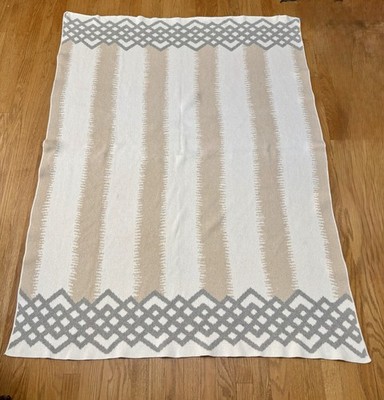IN2GREEN Throw /Blanket Recycled Cotton Double Sided Cream Beige Gray 52 x72 