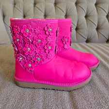 UGG Girls Pink Floral Rhinestone Pull-On Mid-...
