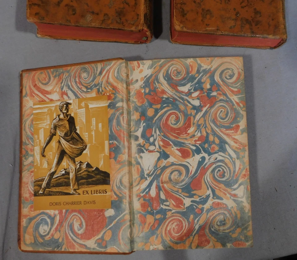 Rare Antique book set complete 1768 Dictionnaire Litteraire 3 volume leather - Image 4 of 4