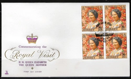 1¢ WONDER'S ~ JERSEY FDC ROYAL VISIT QE BLK4 1975 - F380