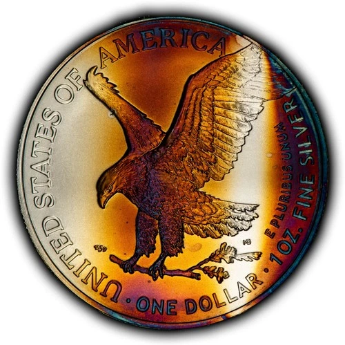 2023 1 oz Silver American Eagle - Dramatic Neon Bubble Toning - BU - SKU-E3752