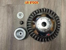 New 8 Inch Steel Wire Wheel Brush Grass Trimmer Head Weed With Adapter Kit