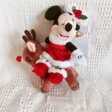 Tokyo Disney Minnie Mouse Plush Keychain Reindeer Ride Christmas 2025 Japan FS
