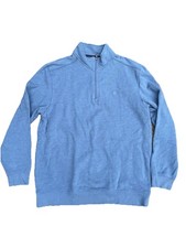 IZOD SALTWATER 1/4 ZIP BLUE PULLOVER SWEATER MENS LARGE