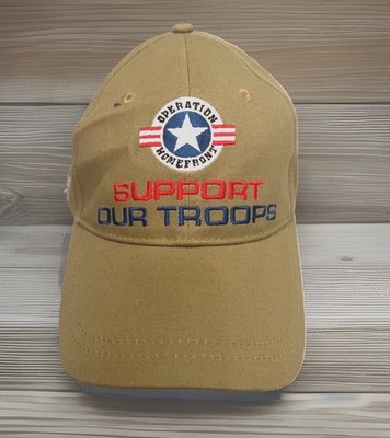 Operation Homefront SUPPORT OUR TROOPS Adjustable Cap Khaki Green Yellow Ribbon