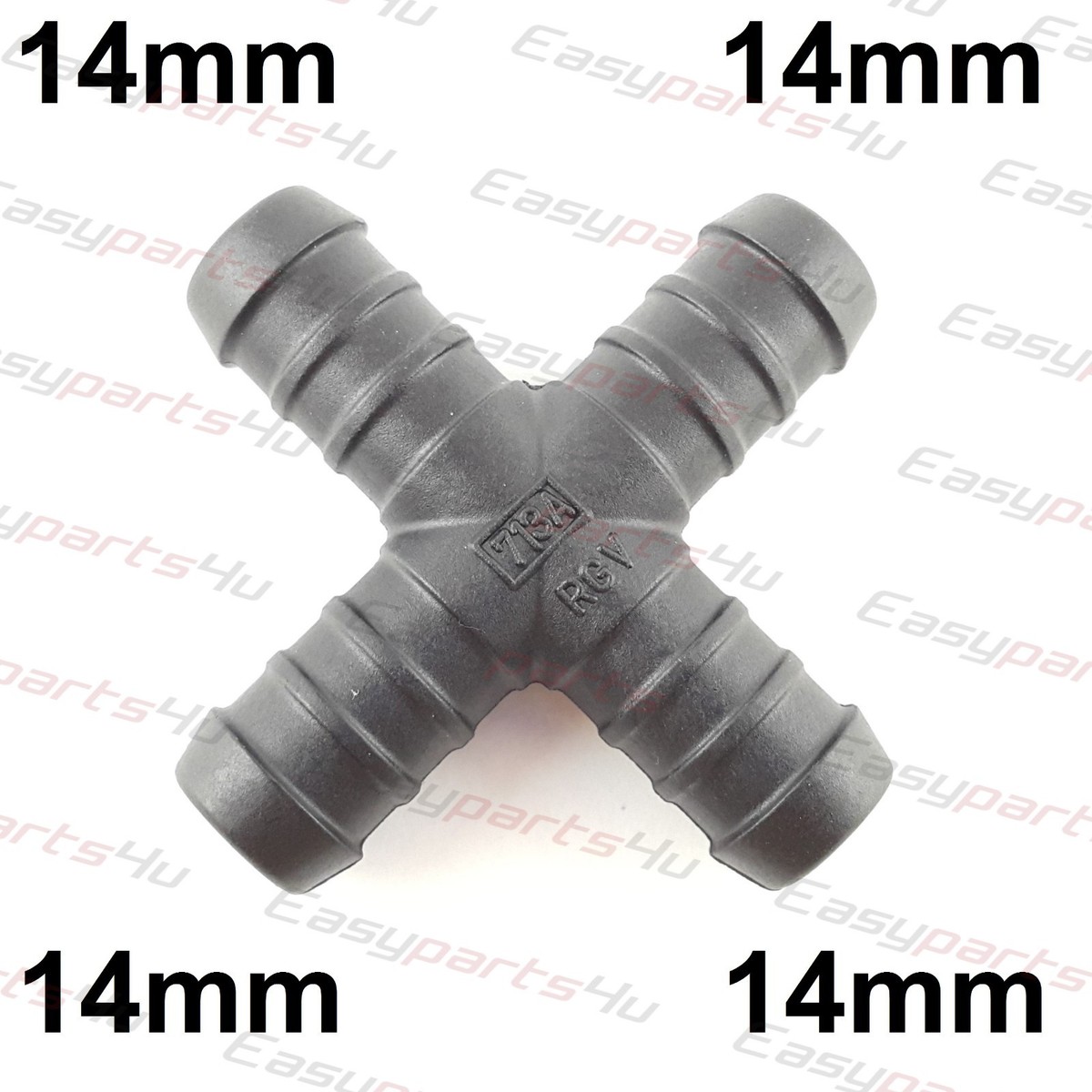 Easyparts4u Black X-Shape Cross Barbed Hose Joiner – Plastic Pipe Fitting Connector For Tubing, Corrosion Resistant (Matt Finish) - View #2