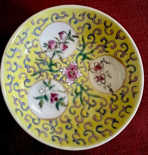 Antike chinesische Famille Jaune kleine Schale Schale Guangxu ca 1875-1908 frühe ROC