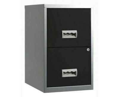 Aktenschrank mit 2 SCHUBLADEN PIERRE HENRY STAHL SILBER / SCHWARZ / A4 NEU + GRATIS 24h
