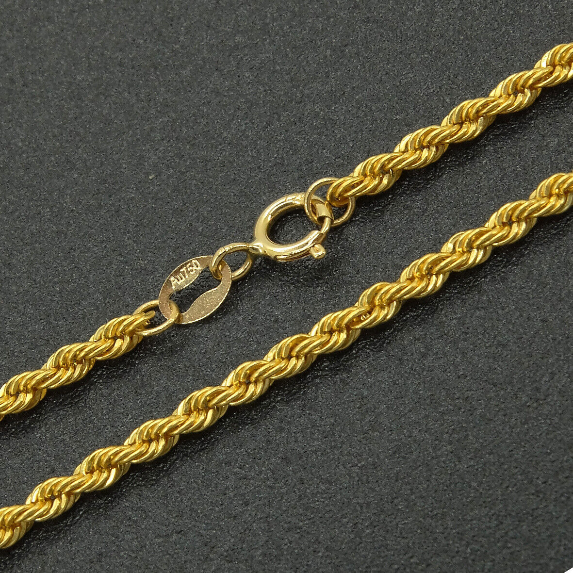 18K Solid Gold Rope Chain Singapore Twist Necklace Men Women 2mm