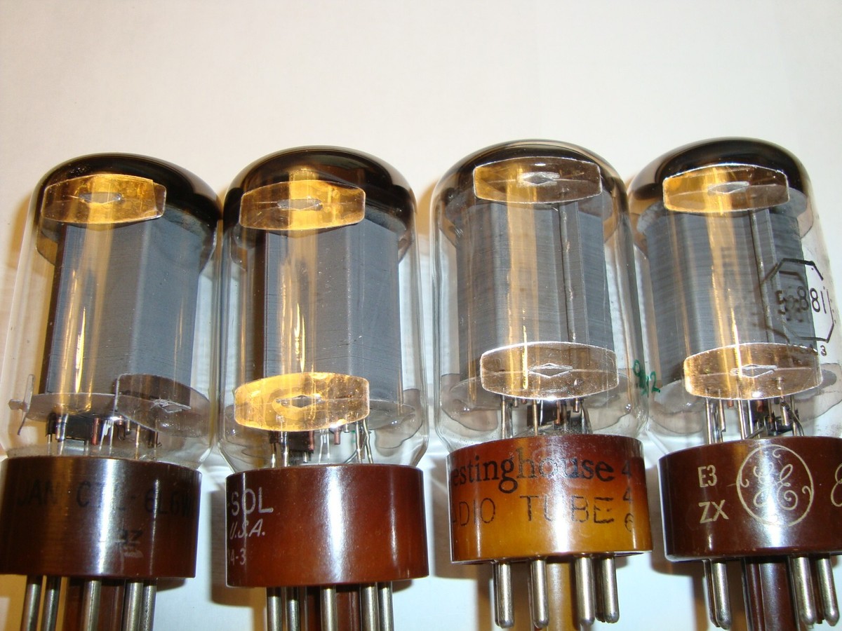ユウ One Matched Quad of 5881 Tubes, By Tung-Sol, One GE & One WH