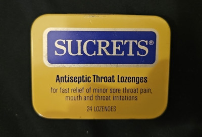 Vintage Sucrets Throat Lozenges Metal Tin Hinged Merck  Empty