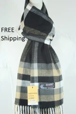 NEW Pashmina USA Corp Unisex Scarf Plaid Trendy Black Brown Warm Soft Fashion