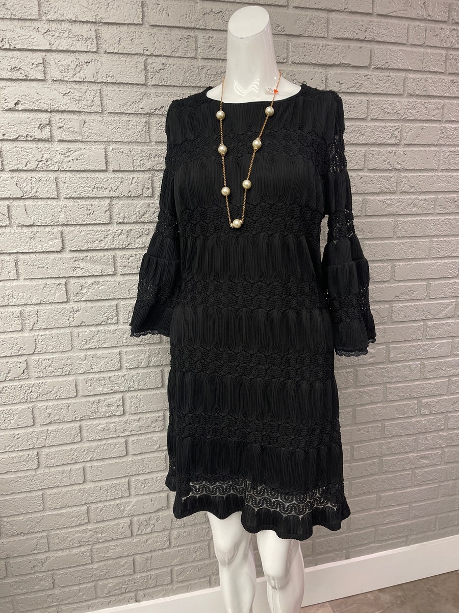 new york and company black lace dress New York & Company Black Long Sleeve Lace Dress Size M
