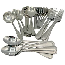 33 Piece Mixed Flatware Craft Lot Cambridge and Unmarked Ladle Forks Spoons