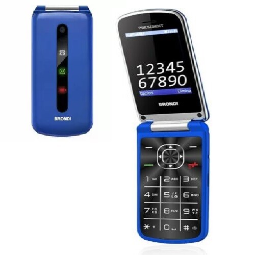 TELEFONO CELLULARE BRONDI PRESIDENT A CONCHIGLIA  BLUE TASTI GRANDI