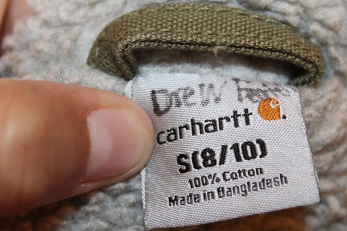 CARHARTT Fleece Sherpa Lined Duck Hooded Rancher Jacket Youth Small 8/10 Green - Picture 9 of 10