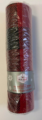 1 roll Red and black buffalo plaid deco mesh 10.5 in x 12 ft. ribbon ...