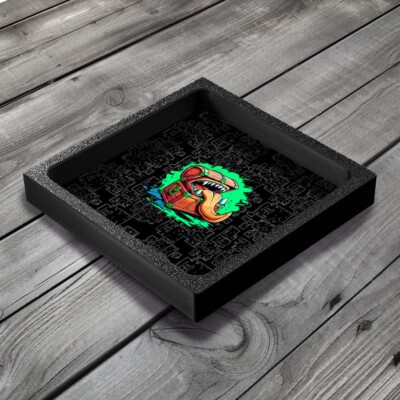 Black Mimic Chest Dice Tray, 3D Printed with Neopren Lining RPG Rolling Tray
