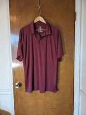 Zero Foxtrot Maroon Red Polo Short Sleeve Shirt Men's 2XL XXL Snap Neck Golf