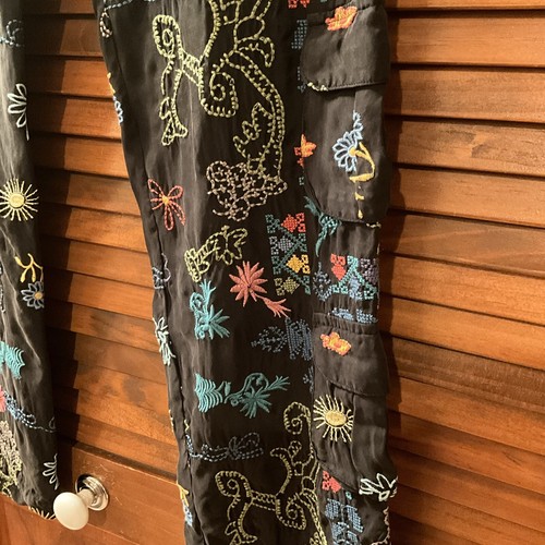 Biya X Johnny Was Ratania Double Cargo Embroidered Pocket Pants NWT$480 SMALL - Picture 4 of 9