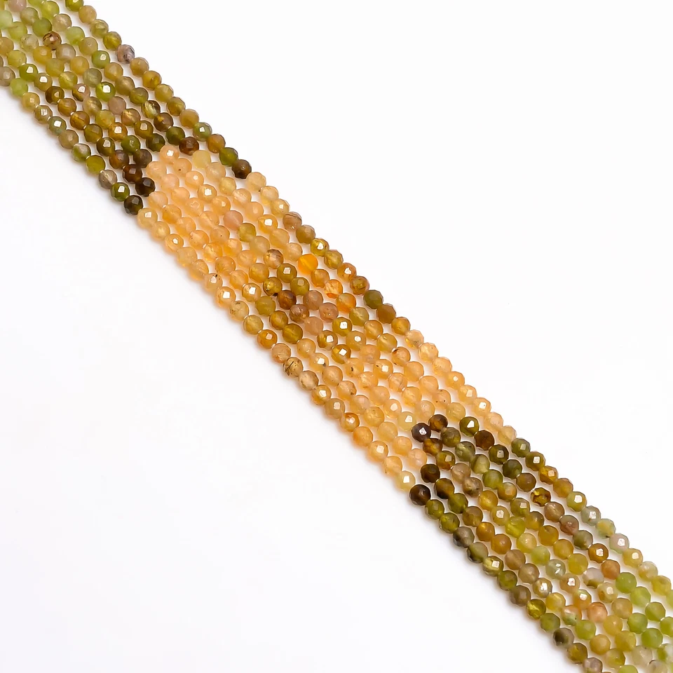 天然黄色碧玺阴影 1.5 毫米刻面圆珠 12.5 英寸股 GB-55 — 第 2/2 张图片