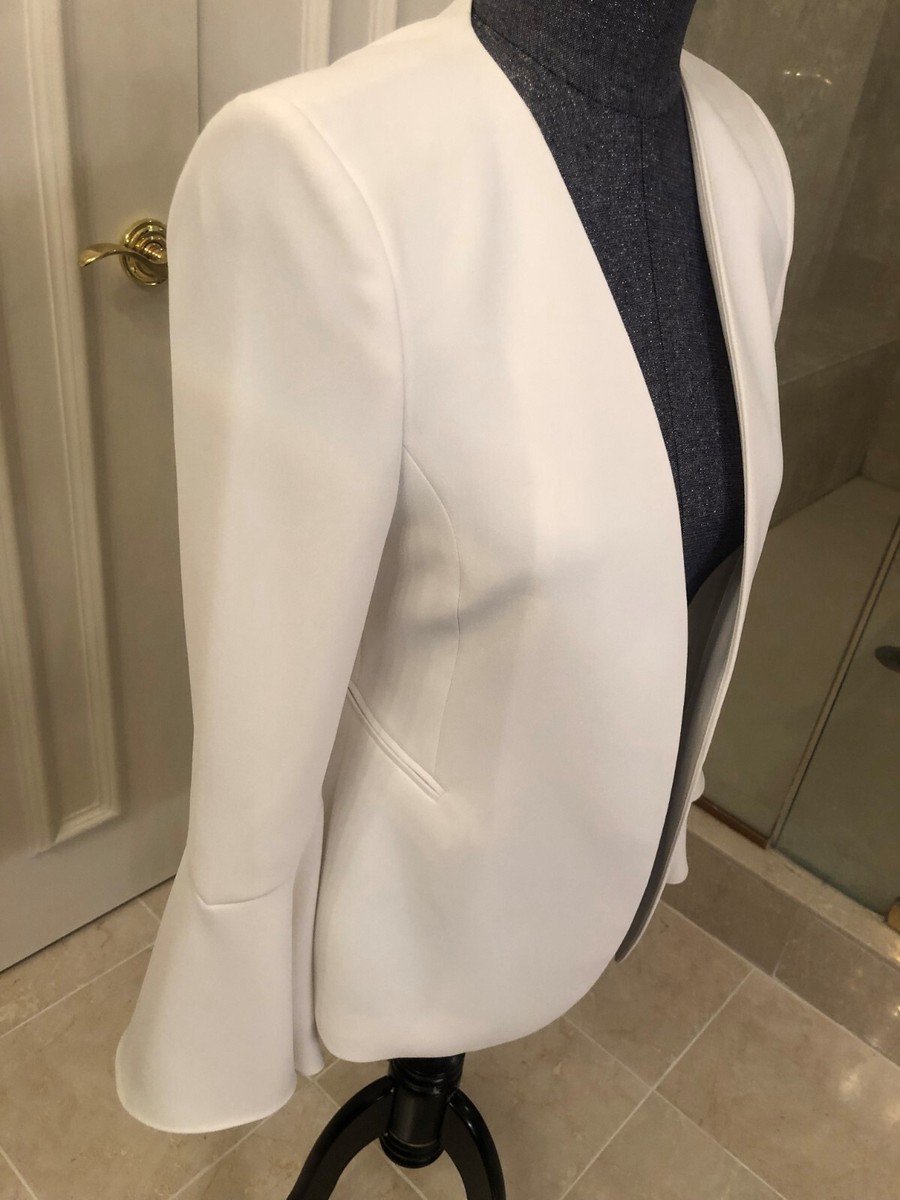 NWT Zara Woman ELEGANT White Blazer Jacket w/ bell sleeve, New