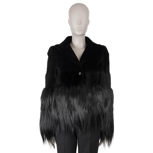 70825 authentische ALEXNADER MCQUEEN schwarze MIXFELL Jacke 40 S