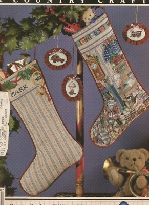 Cross Stitch Patterns Horn & Holly Holiday Study Heirloom Stocking Americana E41
