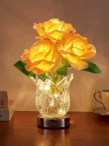 Flower Lamp Touch Lamp, Dimmable Table Lamp Rose Lamp, Rechargeable  Cordless