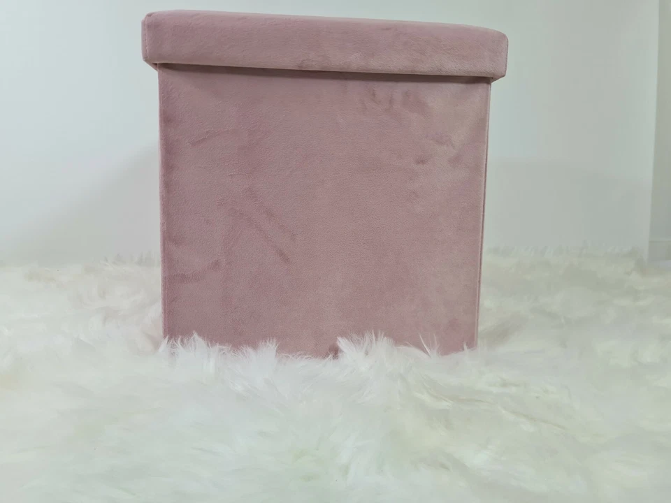 Ottoman Storage Box Foot Stool velvet Folding Seat Toys Holder Chair Pouffe Shoe - Image 2 of 3