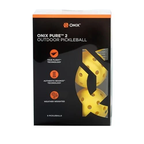 ONIX Pure 2 Outdoor Yellow Pickleball Balls 6-Pack  