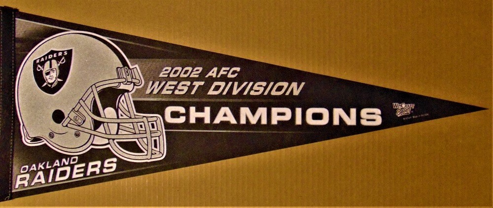 OKLAND RAIDERS 2002 AFC WEST DIVISION CHAMPIONS NFL PENNANT