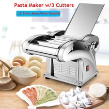 220V Electric Pasta Maker Dumpling Noodles Dough Skin Roller + 3 Knives Cutter